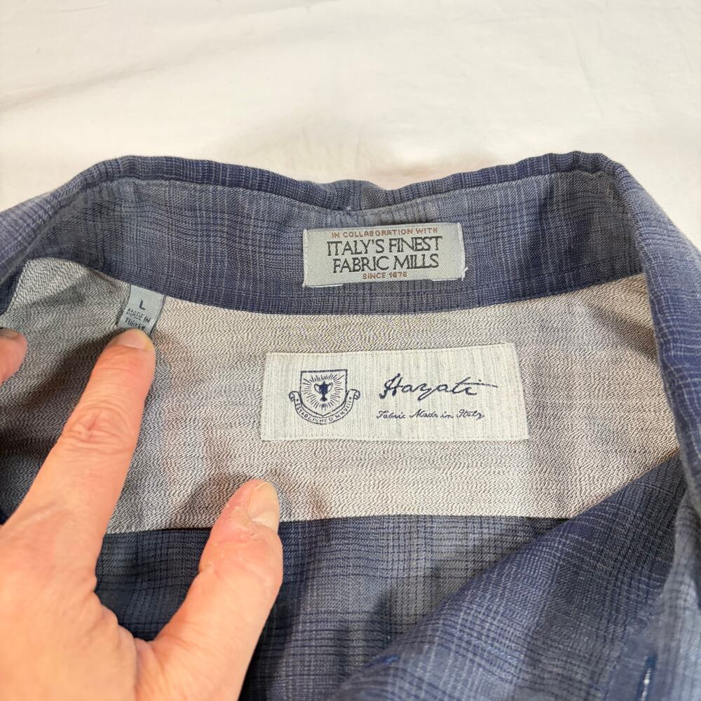 Hayati Mens Italian made blue black plaid dress shirt.  Size L workwear, cotton - Picture 4 of 6